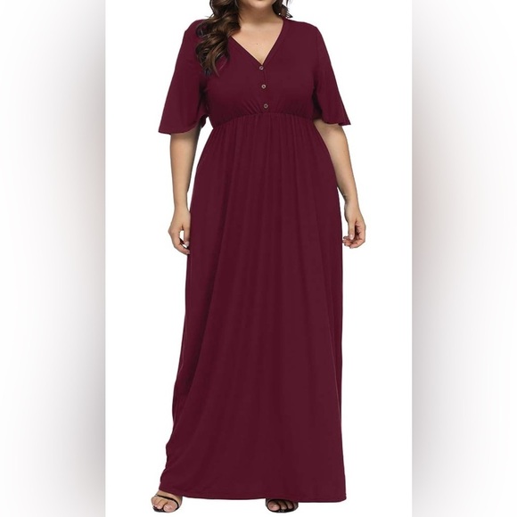 Allgrace Dresses & Skirts - ALLGRACE Maroon Maxi Dress Size 2XL Plus size